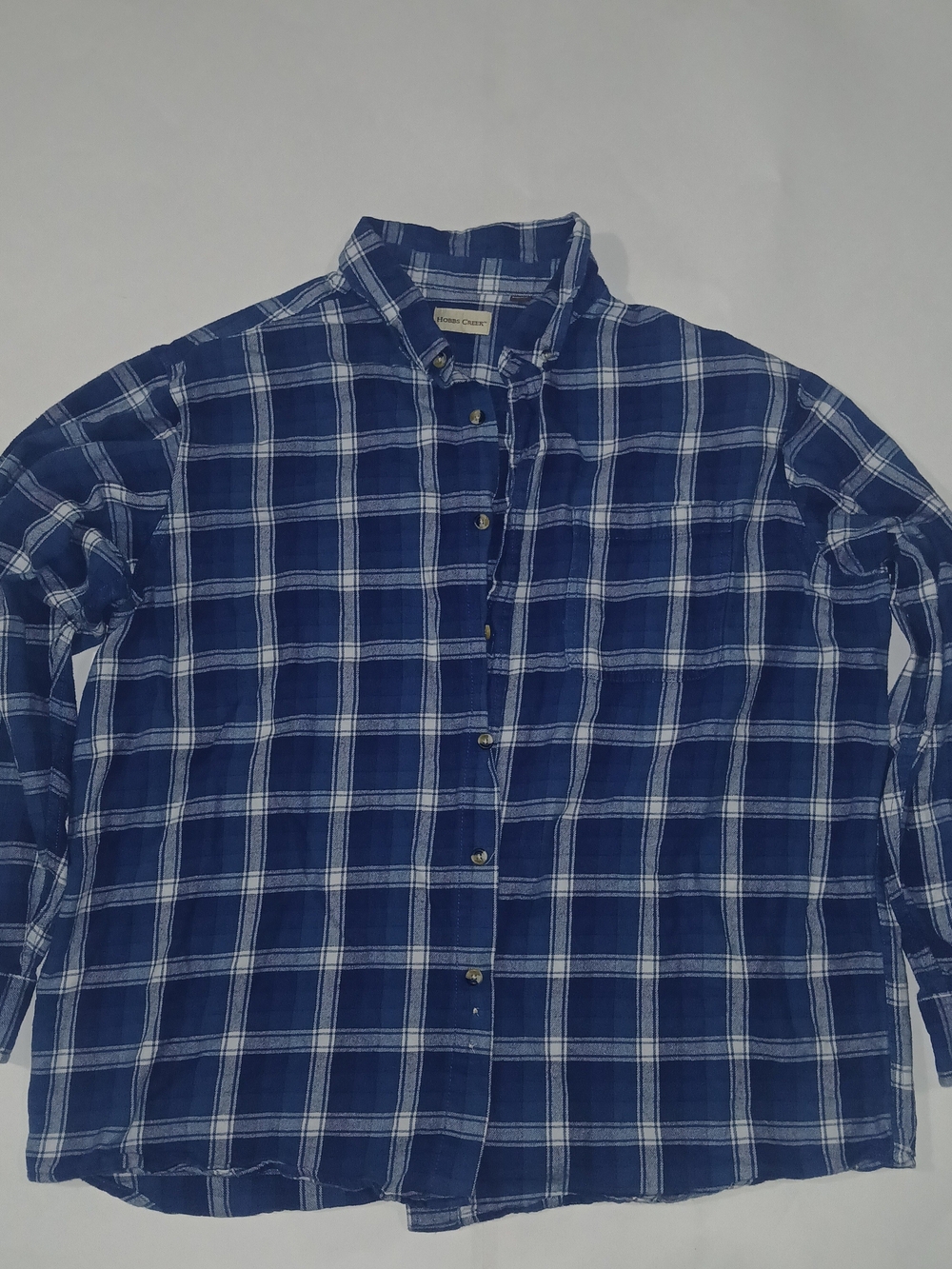 Men's Navy Blue Plaid Casual Button-Down Shirt